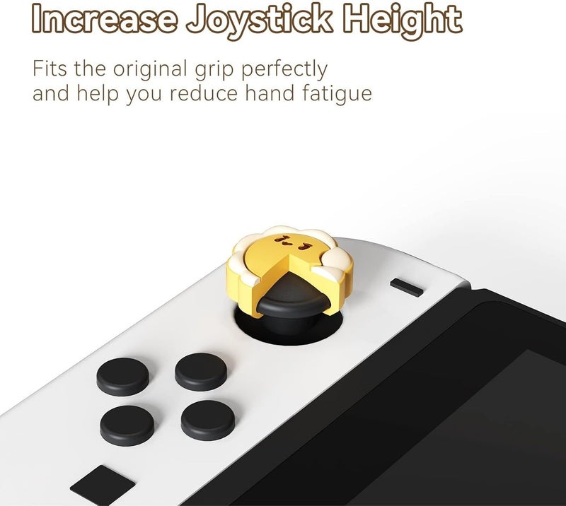 GEEKSHARE Cute Silicone Joy Con Thumb Grip Caps, Joystick Cover Compatible with Switch/OLED/Switch Lite,4PCS - Sunflower & Bee - Image 3